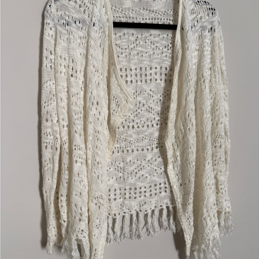 Dex Cream Open-Knit Cardigan